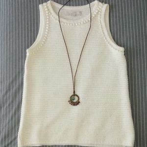 LOFT sleeveless knit top size S soft white